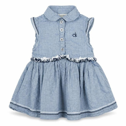 Calvin Klein Girls Blue Chambray Shirt Dress, 3-4 Years, Casual