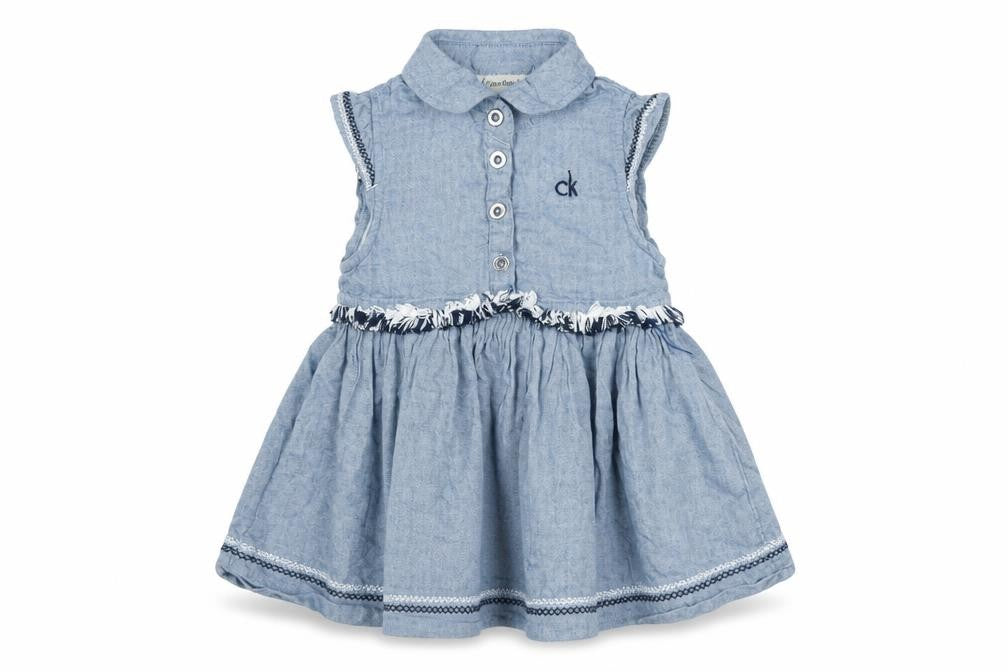 Calvin Klein Girls Blue Chambray Shirt Dress, 3-4 Years, Casual