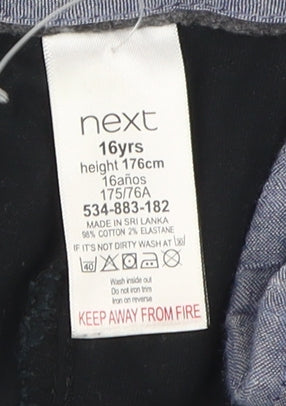Next Boys Black Slim Trousers, Size 16 Years, Cotton Blend