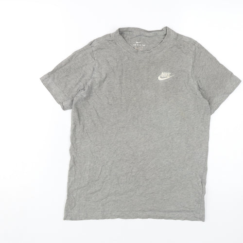 Nike Boys Grey Cotton T-Shirt, Size 12 Years, Casual Fit
