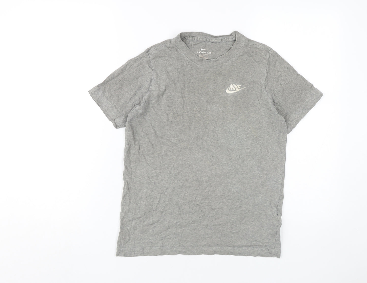 Nike Boys Grey Cotton T-Shirt, Size 12 Years, Casual Fit
