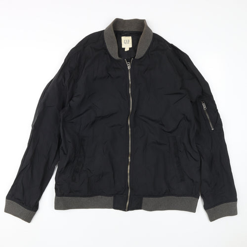 GAP Men's Black Bomber Jacket XL, Casual Zipped