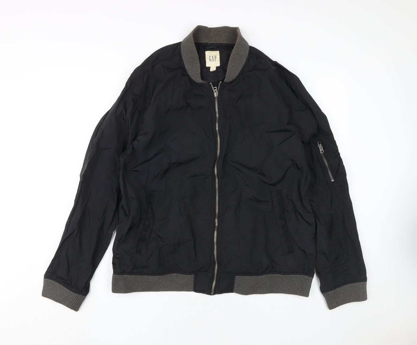 GAP Men's Black Bomber Jacket XL, Casual Zipped