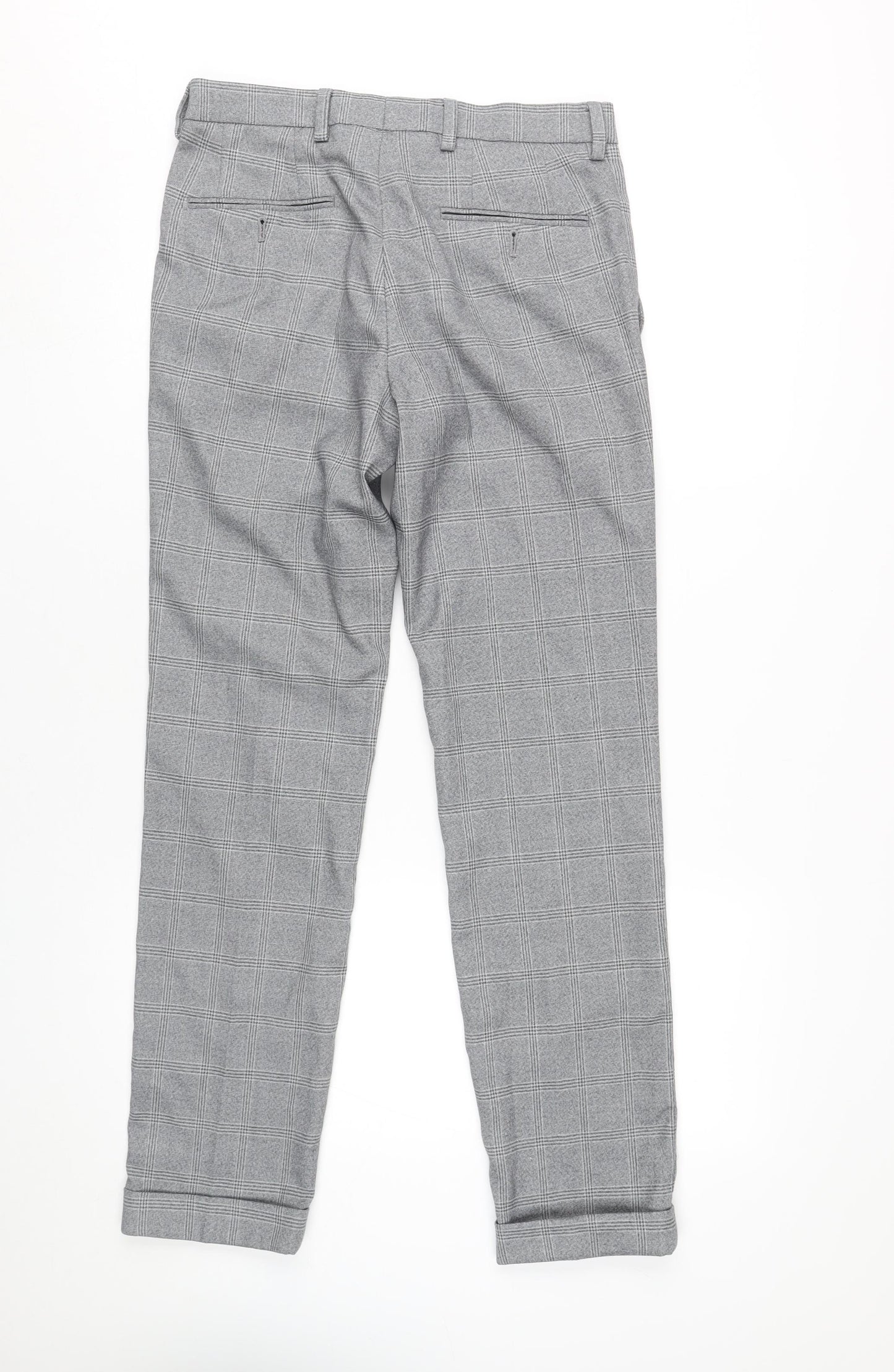 Next Men's Grey Check Chino Trousers, Size 28