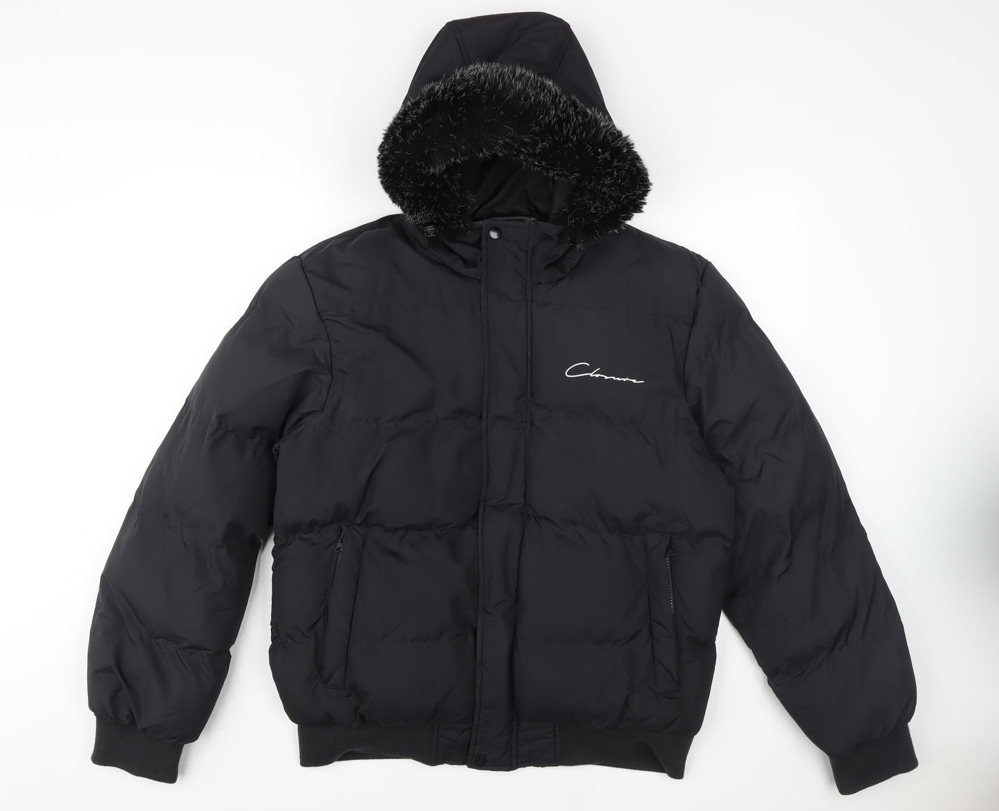 Closure London Men's Black Puffer Jacket L Hooded