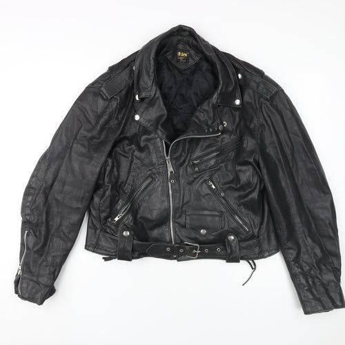 Nice London Women's Black Leather Biker Jacket Size 14