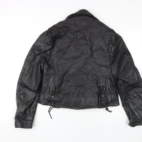 Nice London Women's Black Leather Biker Jacket Size 14