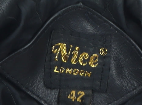Nice London Women's Black Leather Biker Jacket Size 14
