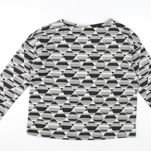 H&M Women's Black Geometric Long Sleeve Top Size 12