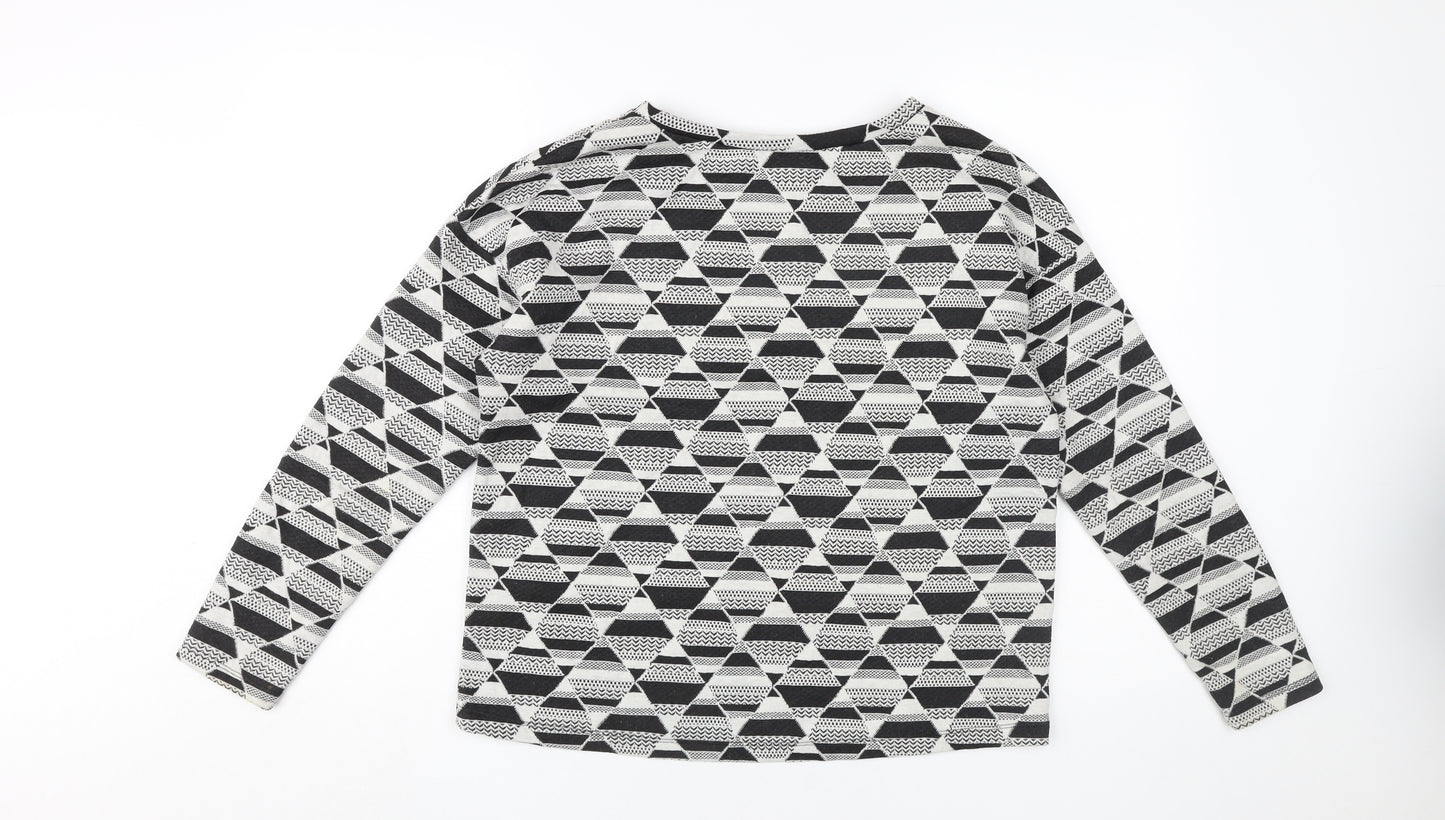 H&M Women's Black Geometric Long Sleeve Top Size 12