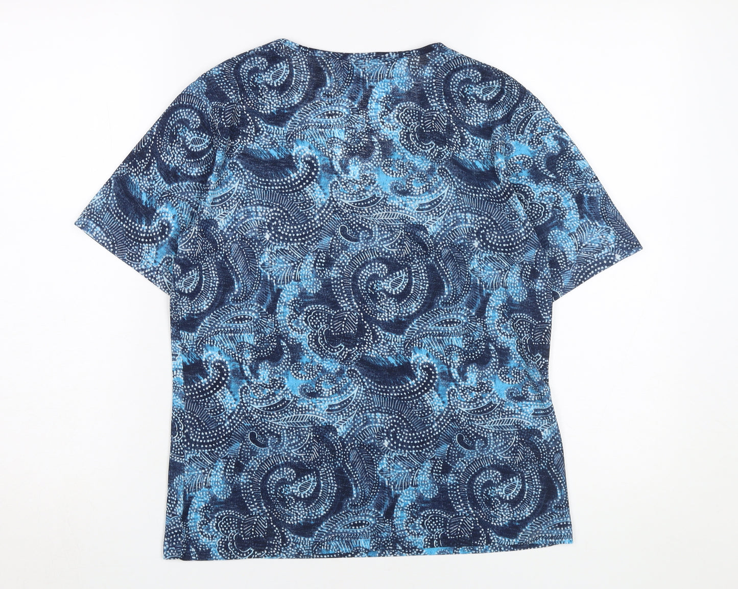Tigi Women's Blue Geometric V-Neck T-Shirt M