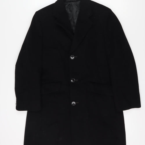 Men's Vintage Black Cashmere Overcoat - Classic Formal