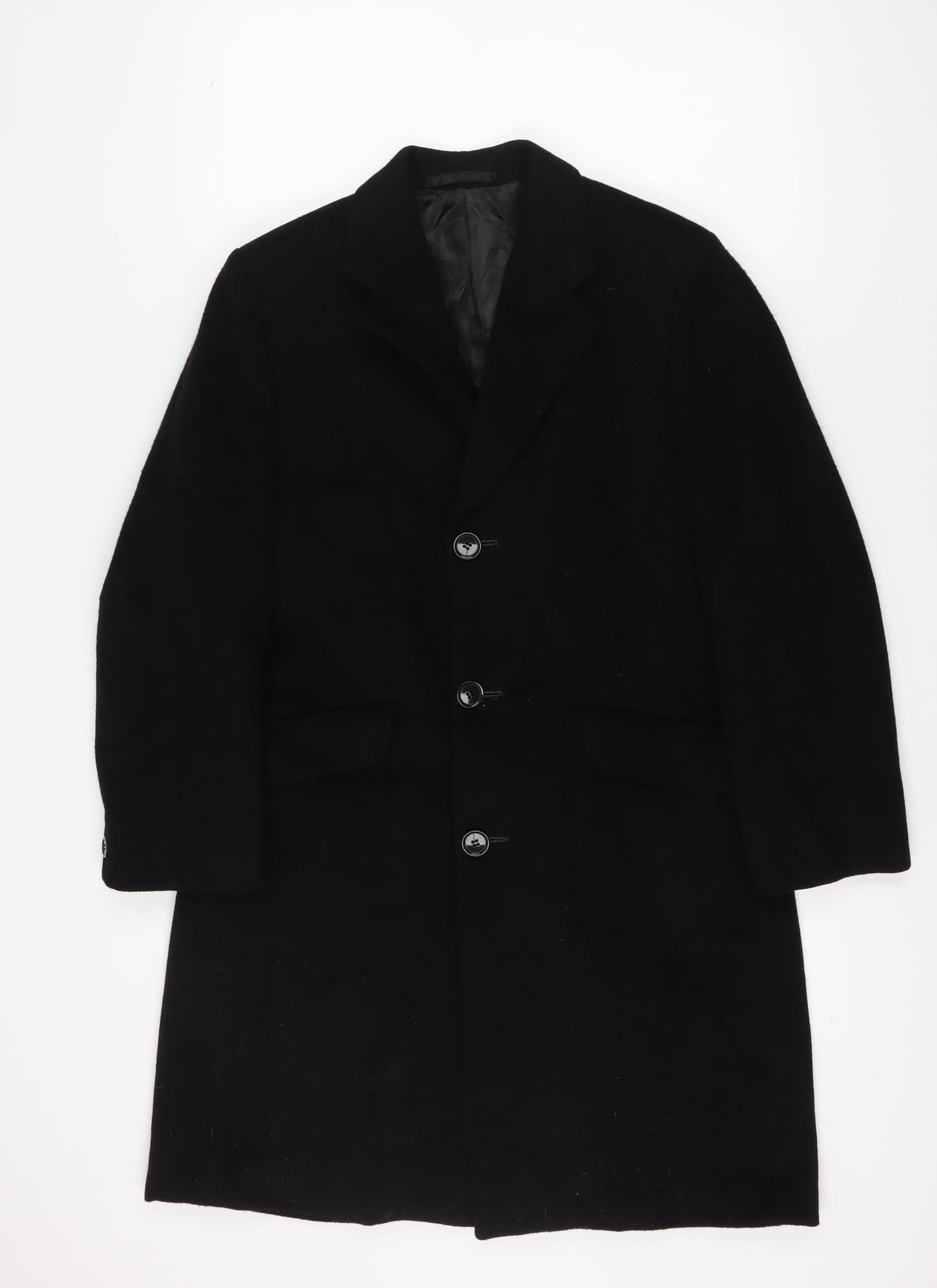Men's Vintage Black Cashmere Overcoat - Classic Formal