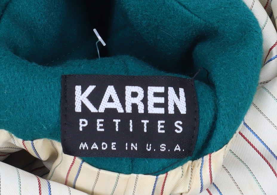 Karen Petites Green Wool Overcoat, Womens, Size Petites