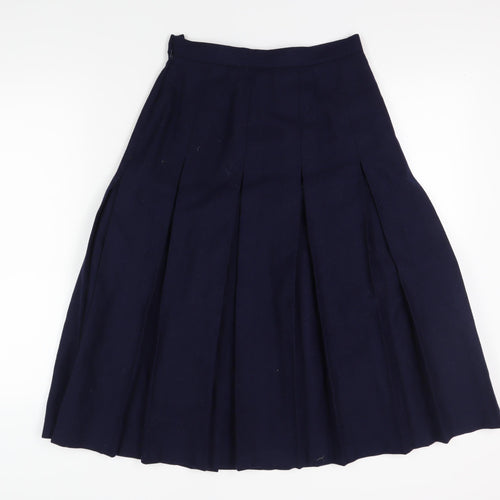 Women's Blue Pleated Wool Midi Skirt - Size 12