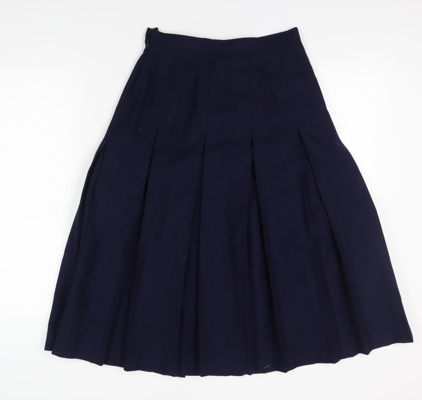 Women's Blue Pleated Wool Midi Skirt - Size 12