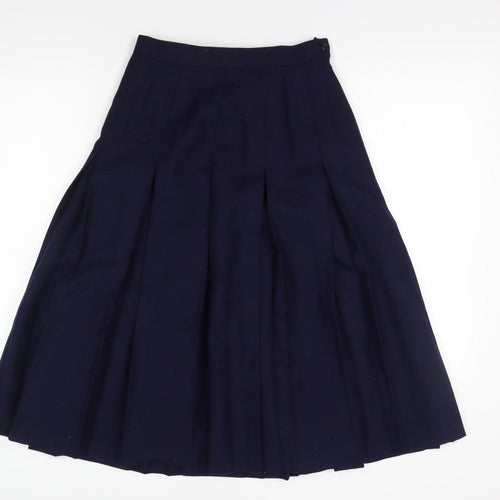 Women's Blue Pleated Wool Midi Skirt - Size 12