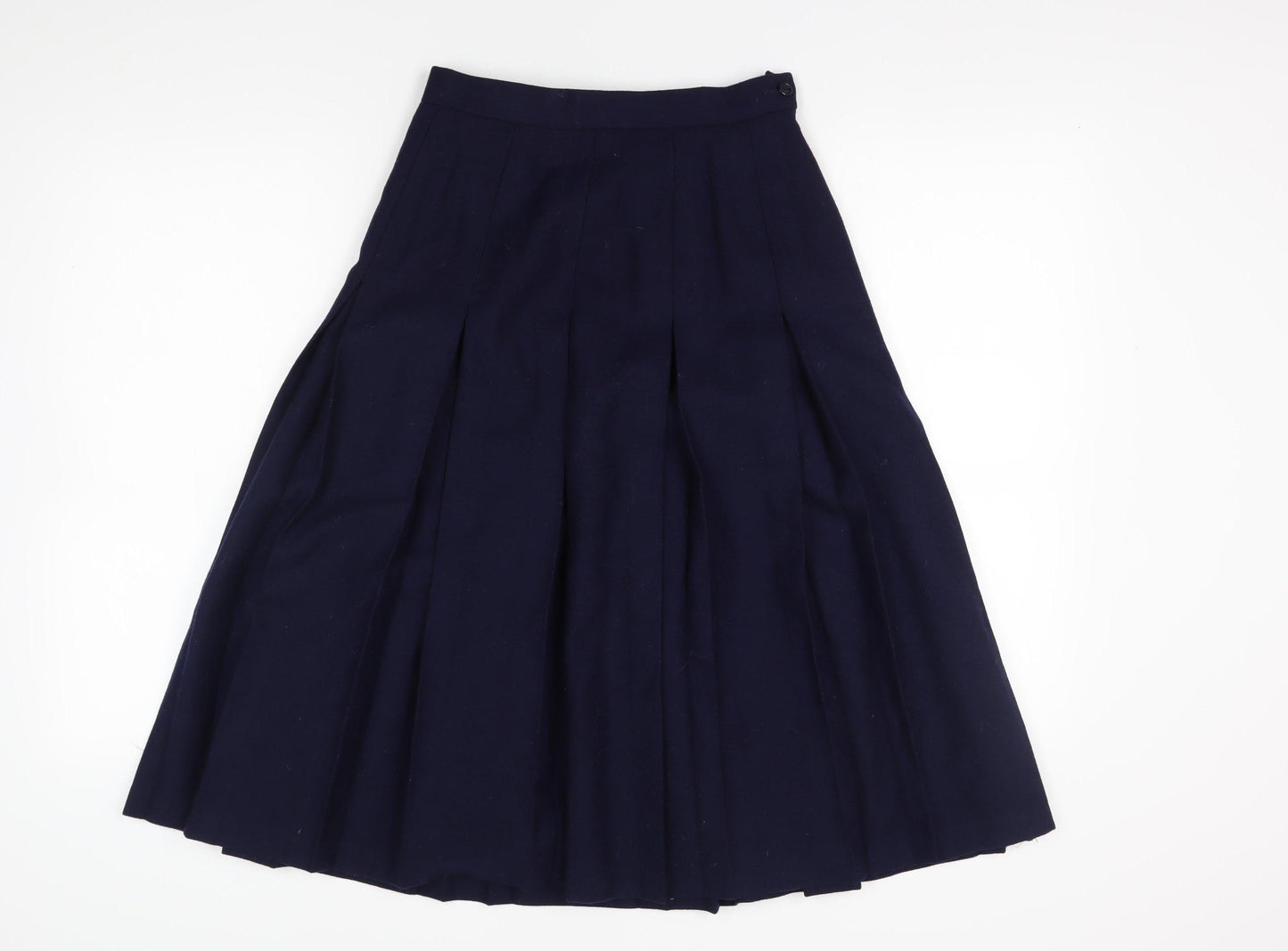 Women's Blue Pleated Wool Midi Skirt - Size 12