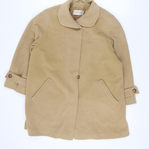 Hensel Beige Wool Angora Women's Mid-Length Overcoat