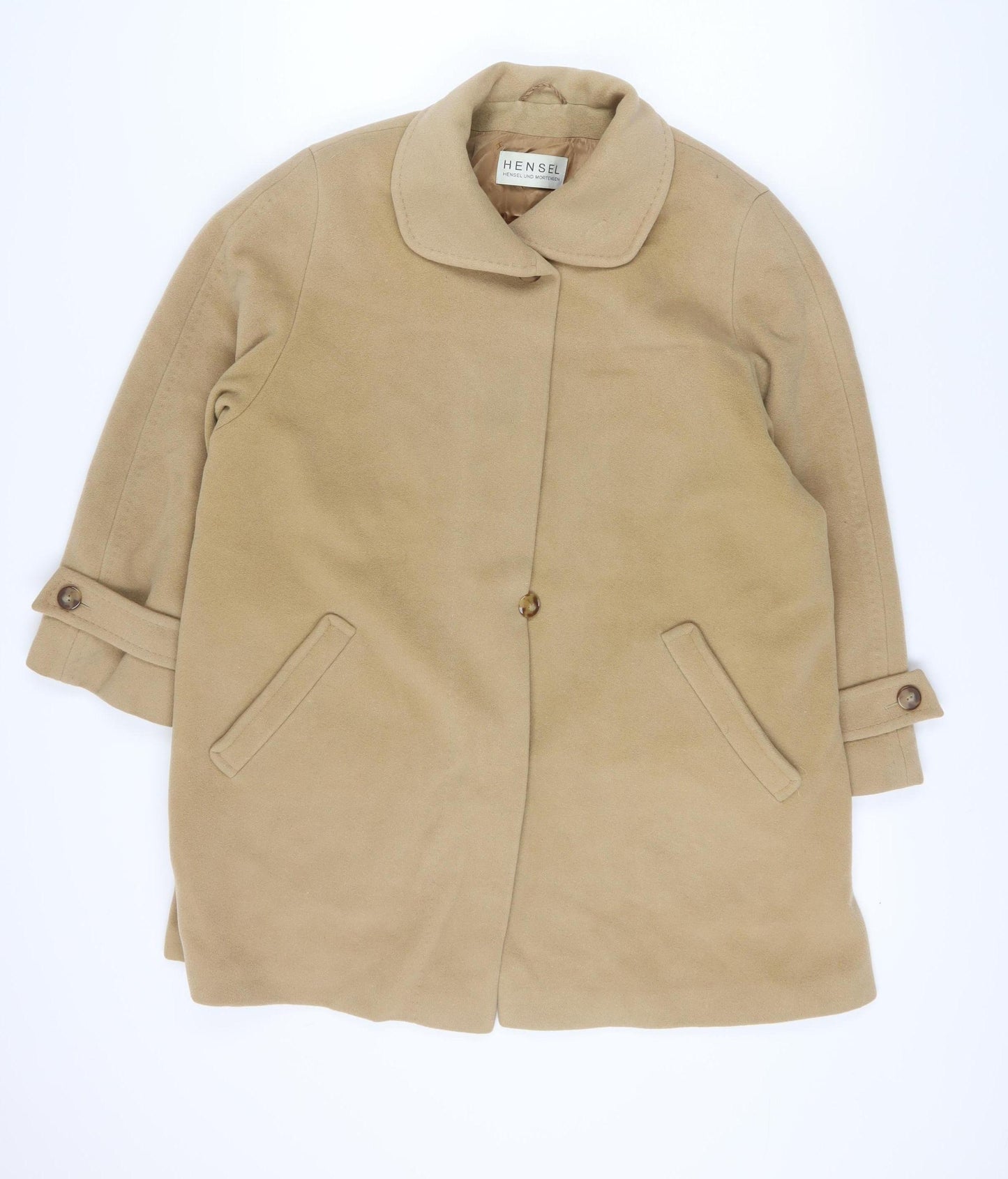 Hensel Beige Wool Angora Women's Mid-Length Overcoat