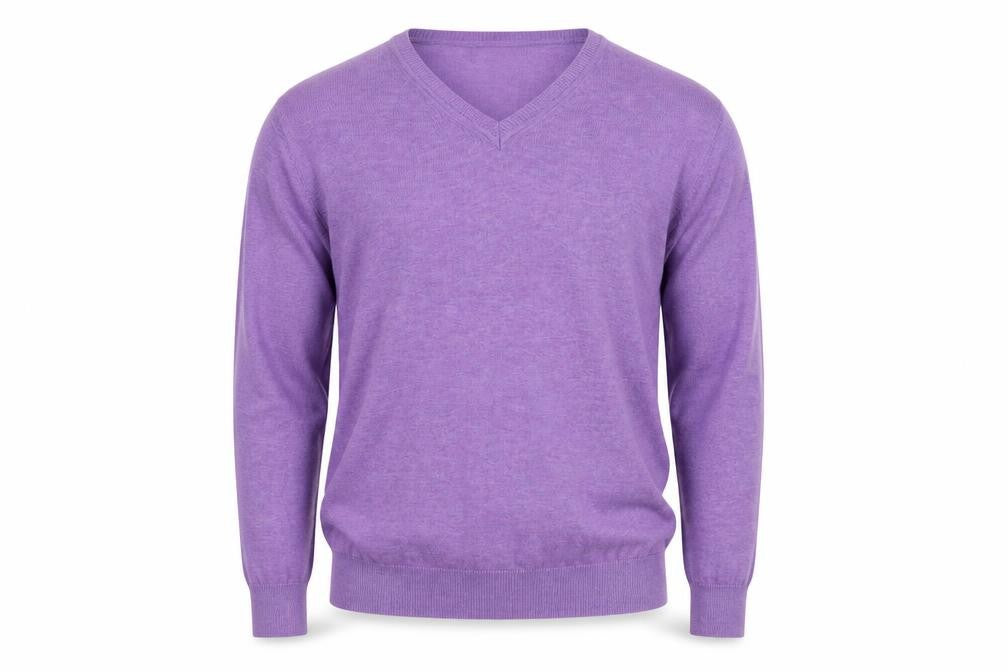 Front view of Austin Reed Men's Purple V-Neck jumper - S