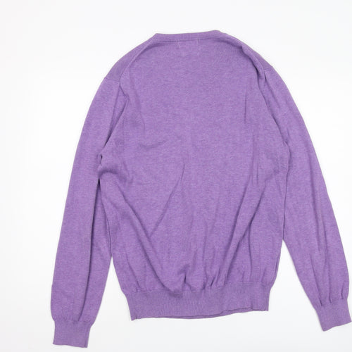 Austin Reed Men's Purple V-Neck Pullover Jumper - S