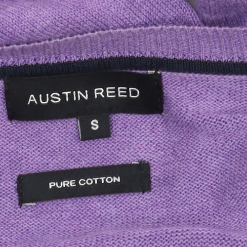 Austin Reed Men's Purple V-Neck Pullover Jumper - S