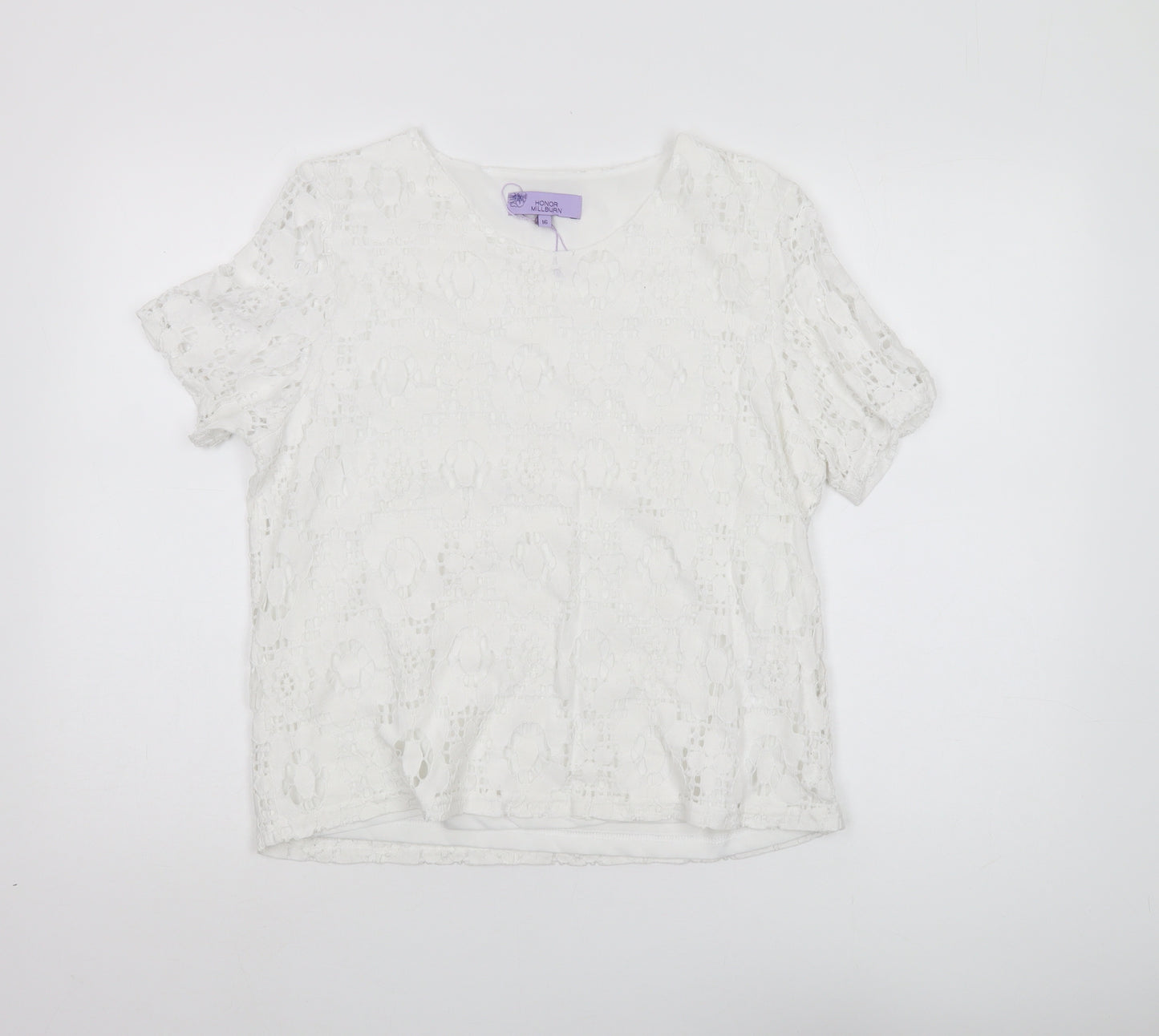Honor Millburn Women's White Lace Blouse - Size 16