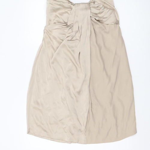 AllSaints Women's Beige Silk Strapless Dress, Bow Accent