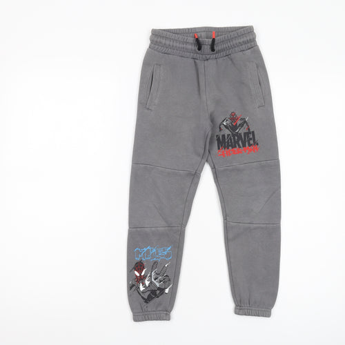 Marvel Boys Grey Joggers - Spiderman Print, Size S