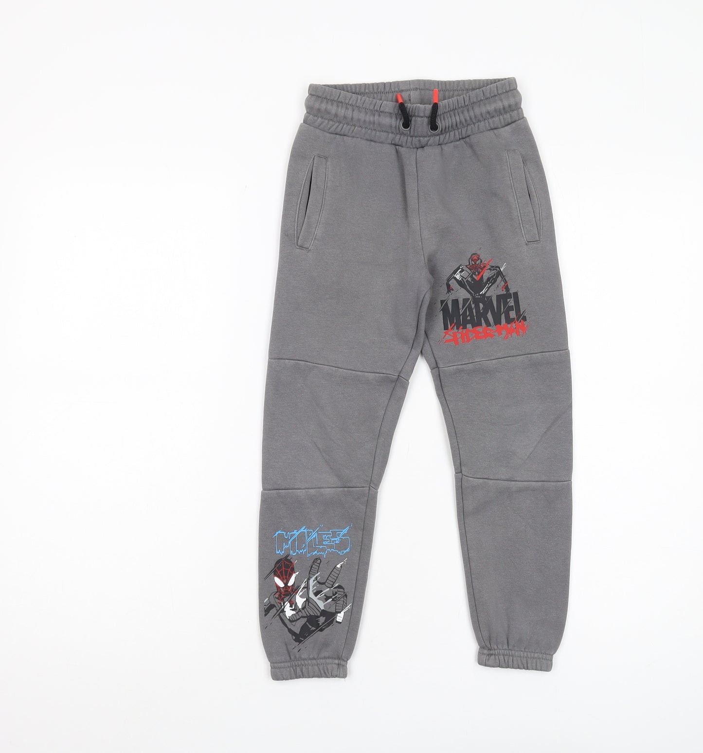 Marvel Boys Grey Joggers - Spiderman Print, Size S
