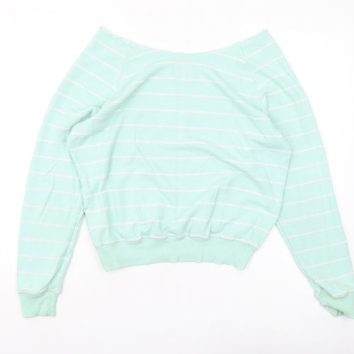 Soul Cal & Co Women's Green Striped Pullover Sweatshirt XS