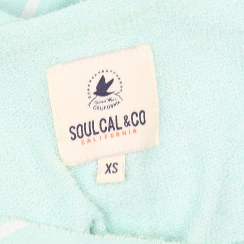 Soul Cal & Co Women's Green Striped Pullover Sweatshirt XS