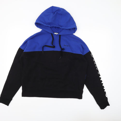 DKNY Unisex Blue Pullover Hoodie XS with Logo