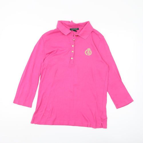 Lauren Ralph Lauren Women's Pink Polo Shirt, Size L