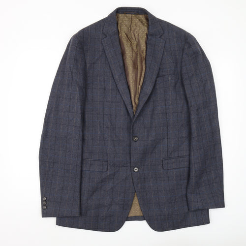 Moss 1851 Men's Blue Check Long Fit Blazer, Size 42L