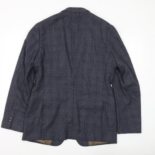 Moss 1851 Men's Blue Check Long Fit Blazer, Size 42L