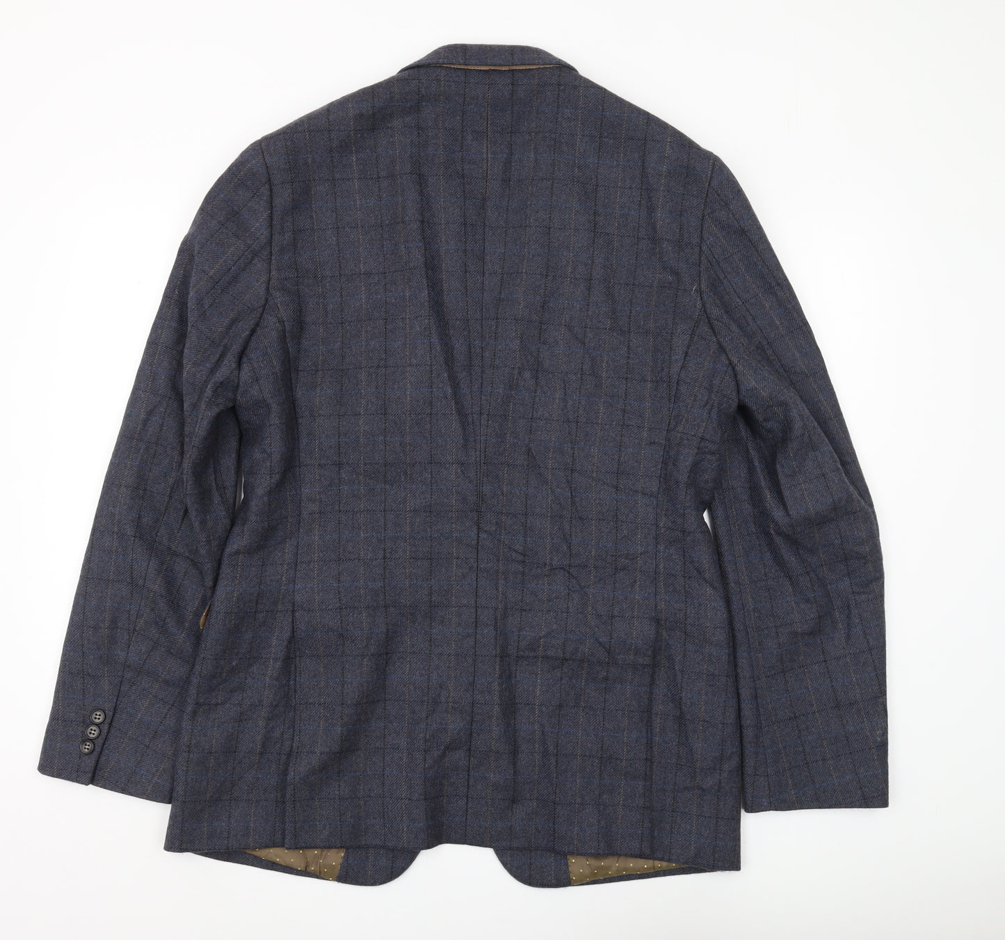 Moss 1851 Men's Blue Check Long Fit Blazer, Size 42L