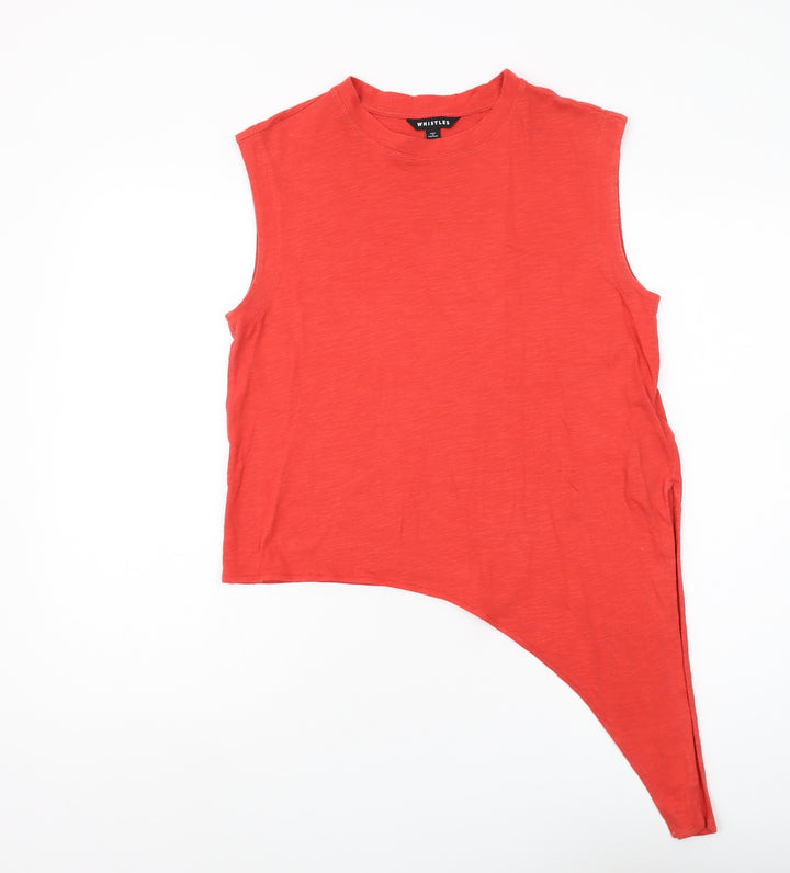 Whistles Red Sleeveless Asymmetrical Women's T-Shirt Size S
