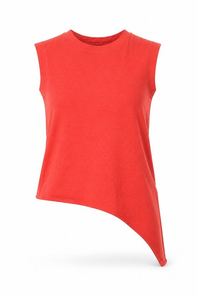 Whistles Red Sleeveless Asymmetrical Women's T-Shirt Size S