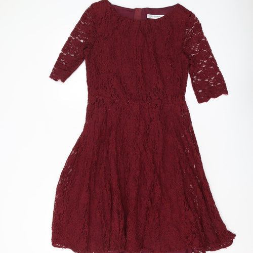 L.K. Bennett Women's Red Lace A-Line Dress, Size 12
