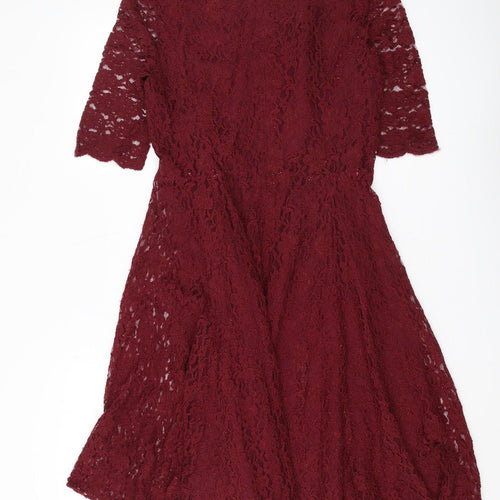L.K. Bennett Women's Red Lace A-Line Dress, Size 12