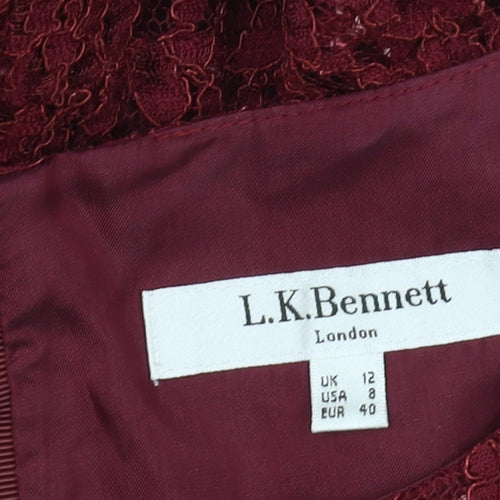 L.K. Bennett Women's Red Lace A-Line Dress, Size 12