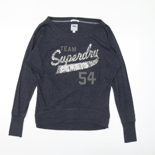 Superdry Women's Grey Jersey Boat Neck T-Shirt 2XS