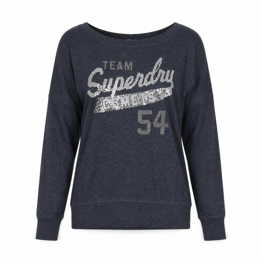 Superdry Women's Grey Jersey Boat Neck T-Shirt 2XS
