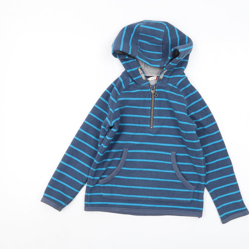 John Lewis Boys Blue Striped Pullover Hoodie - Size 7 Years