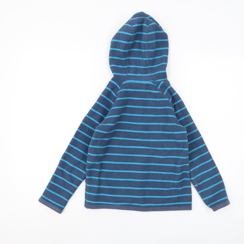 John Lewis Boys Blue Striped Pullover Hoodie - Size 7 Years