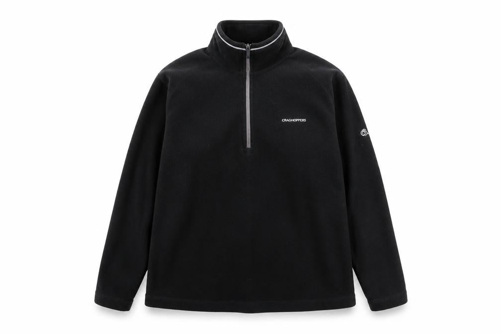 Front view of Craghoppers Black Henley Sweatshirt unisex, size 12
