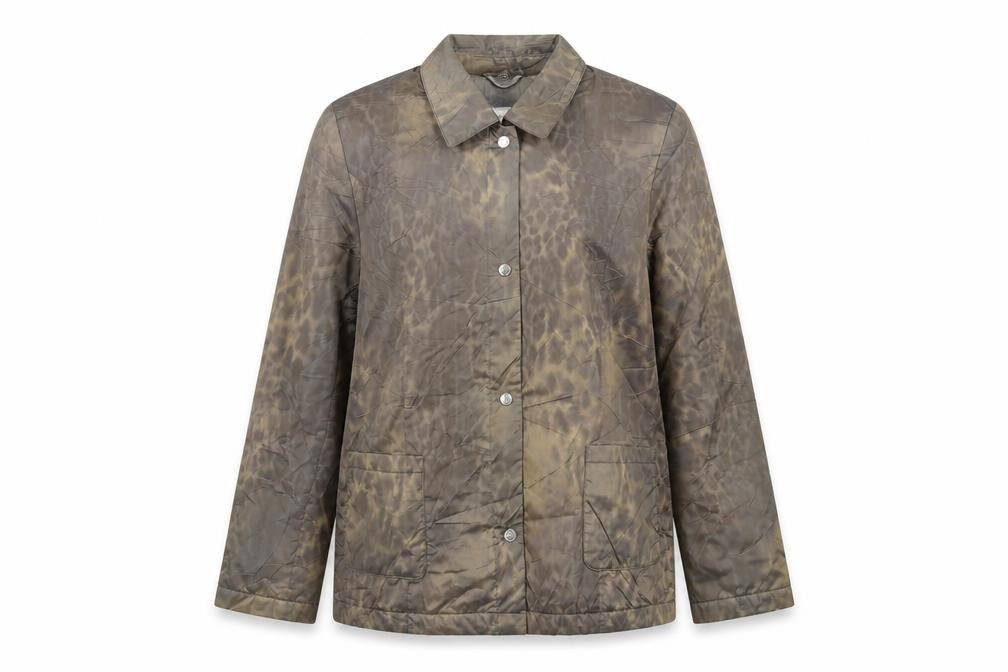 Front view of Laura Lebek Women's Grey Animal Print Jacket, size 16