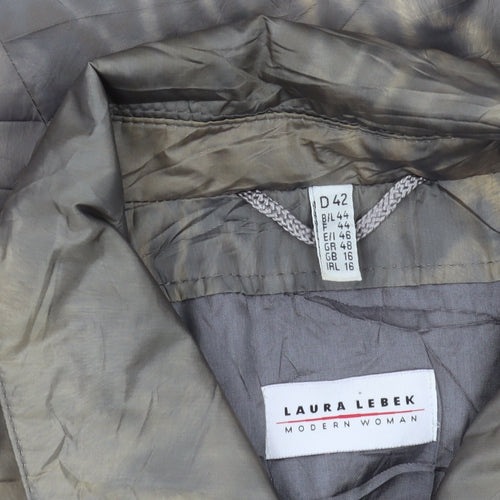 Laura Lebek Women's Grey Animal Print Jacket Size 16